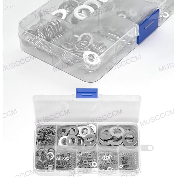 360 st Rostfria Platta Brickor Sortimentskit (M2 M2.5 M3 M4 M5 M6 M8 M10)