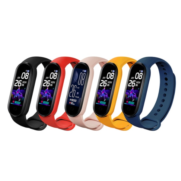 Smart Bluetooth-armbånd, trening, puls, blodsukker, blodtrykk, skritteller, søvnovervåking (gul)