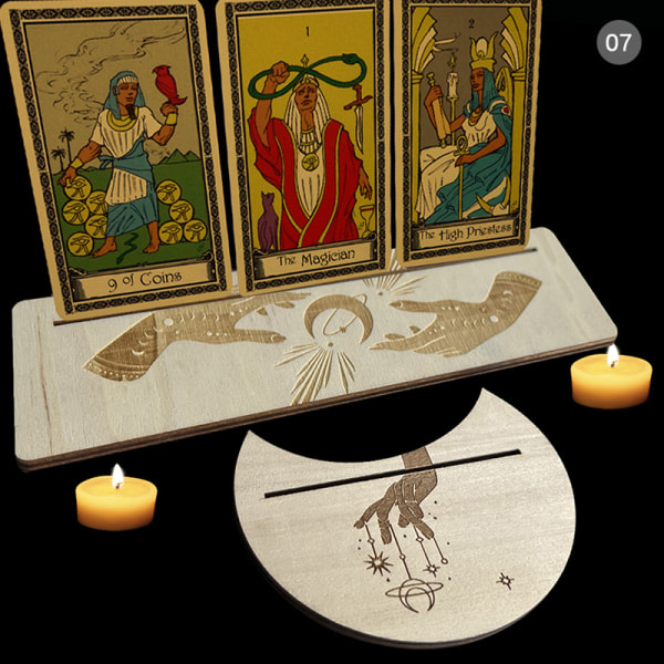 2/4 stk. Tarotkortstativ i tre for hekseri, spådomsverktøy, utstilling, gull 7 Gold 7