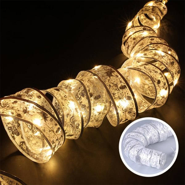 Fairy Lights Jul LED Ribbon Bows Strings Träddekorationer varmvit 4m