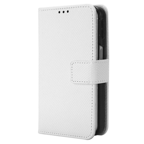 Oppo Find N2 5G PU Läderfodral Diamanttextur Flip Stativ Stötsäkert Skal Vit
