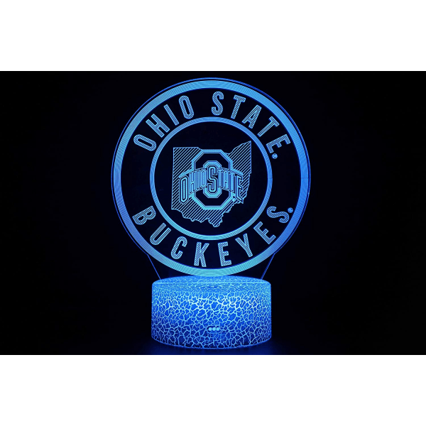 3D Illusion Nattlys Ohio State Team Logotyp Fotball Sport Fan Lampa for Kvinner Menn Jenter Gutter