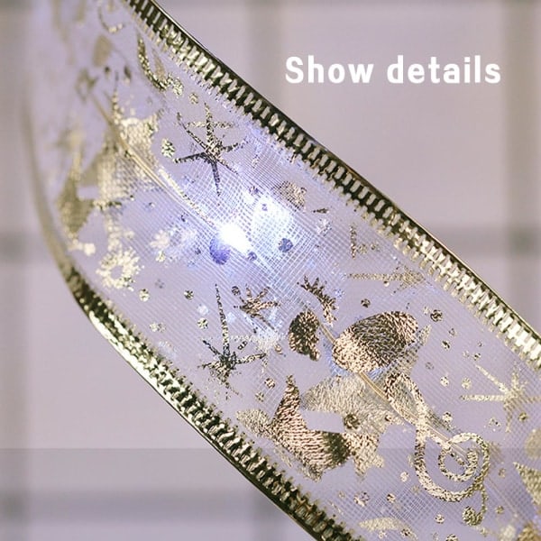 Fairy Lights Jul LED Ribbon Bows Strings Träddekorationer varmvit 4m