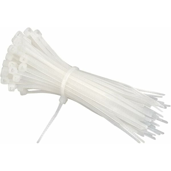 Nippusiteet 200mm x 2.5mm, Kaapelisiteet, Rilsan Nylon -kaapelisiteet, 200mm kaapelisiteet, Valkoinen, Pakkaus 600 kpl, valkoinen