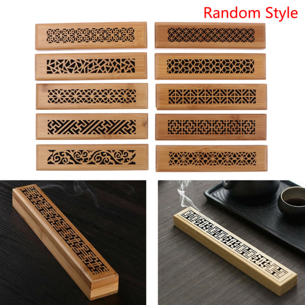 1. Bambu Trä Røkelse Stick Holder Burning Joss Insence Box B Brun onesize Brown onesize