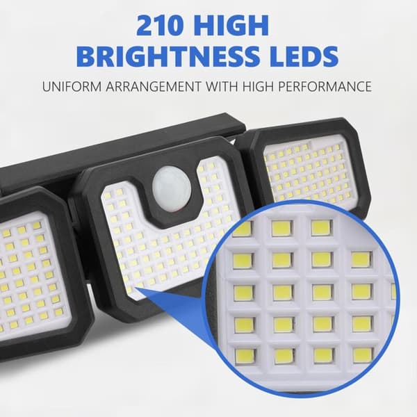 210 LED Solcellelamper til Udendørs Have, Bevægelsessensor, Trådløs, Lysstyring, Energiklasse A+