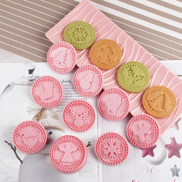 9st God Jul Cookie ter Set Rund XMAS Tree Fondant Emb