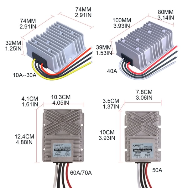 DC24V - 12V Jännitekonvertori Adapteri Jännitteen Säädin 10A -70A Valinnainen null - 60A