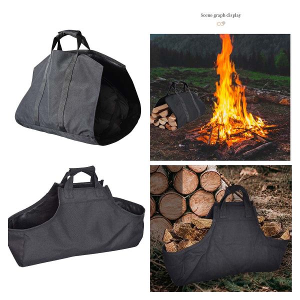 Vedpose Utendørs stoffpose Kjæledyrpose Canvas BBQ Ved oppbevaringspose Camping Vedstabel Brannpose 2