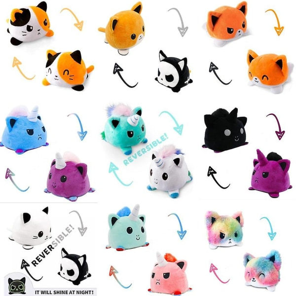 27 Stilarter Vendbar Katt Gato Børn Plys Plysdyr Unicorn Dobbeltsidig Flip Dukke Søde Legetøj til Plys Legetøj CMK 20X15X15cm5