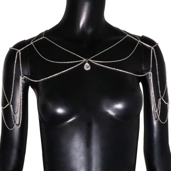 Bryllup Multi Layer Tassel Rhinestone Skulderkæde Guld