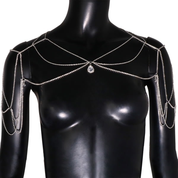 Bryllup Multi Layer Tassel Rhinestone Skulderkjede Gull