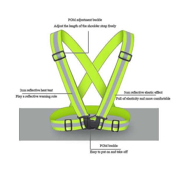 Reflexremsor med hög synlighet Säkerhetsväst Gilet grön 5x2cm