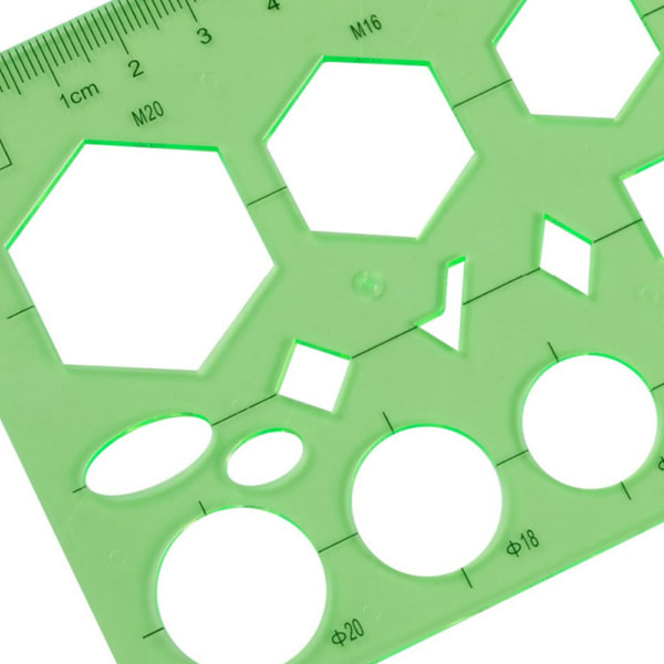 Geometrisk ritmall mätning linjal Transparent grön plast för skolan null - 4-delad uppsättning