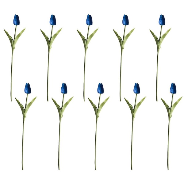 10st Pu falska tulpaner Real Touch konstgjorda blomsterarrangement Bukett for hemmakontor Bröllopsinredning blå blue