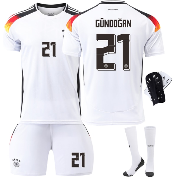 Tyskland Hjem Euro 2024 Drakt Fotballdrakt Barn Menn Kit Nr.6 Kimmich With socks+protective gear XS