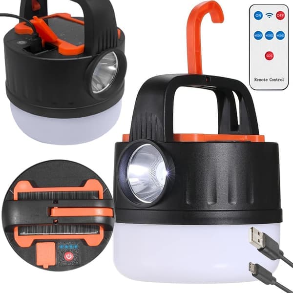 Campinglampe Lykt / Teltlampe - Lampe for camping - solcellepanel