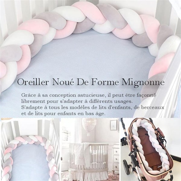 Baby Krybbe Bumper - 3 Flet Baby Pude Slange Flettet Bumper Velvet Seng Beskytter Bumper Børneværelse til Nyfødte Soveværelse Indretning med, Navy Blå—4M