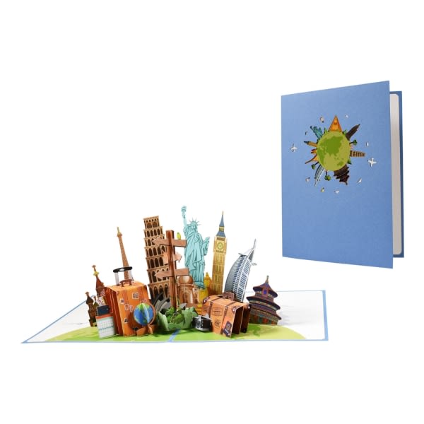 Rese-pop-up-kort 3D-håndgjorda gratulationskort for alle lejligheder Grattis på födelsedagen Jubileumsexamen Traveller kuvert