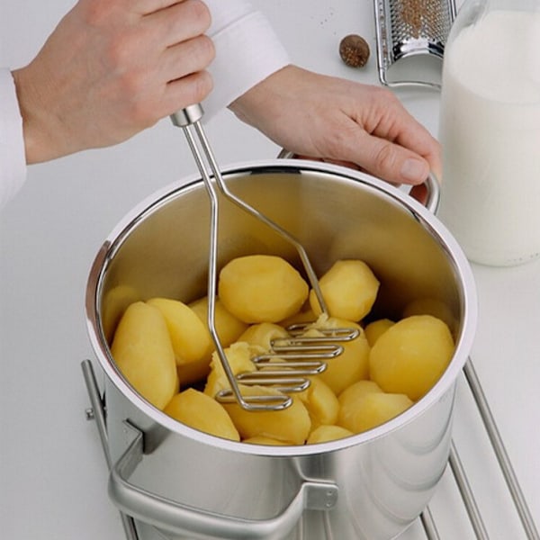 Kartoffelmoser i rustfrit stål, bølget kartoffelmoser, kartoffelpresser, kartoffelpresser, kartoffelpresser, køkkenredskaber