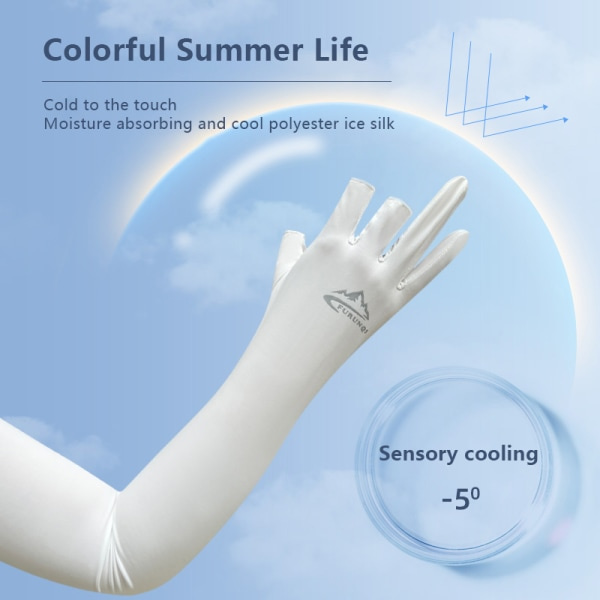 Fiskarmärmar for menn Summer Ice Silk Elastic UV Protectio White