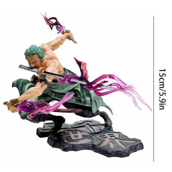 Roronoa Zoro Anime Figur 5,9 tommer Sauron Tre Sværd Stil Statuette Figur Realistisk Karakter Model Ornament