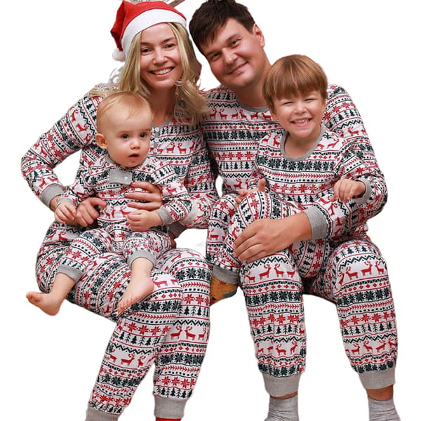 Julepyjamas til familien med elgmønster til børn