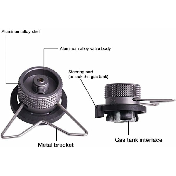 2 ST Campingkök Adapter Aluminiumlegering Portabel Lättvikt Automatisk Avstängning Camping Gas Adapter Konverterare för Skruv Butanbehållare Gaspatron