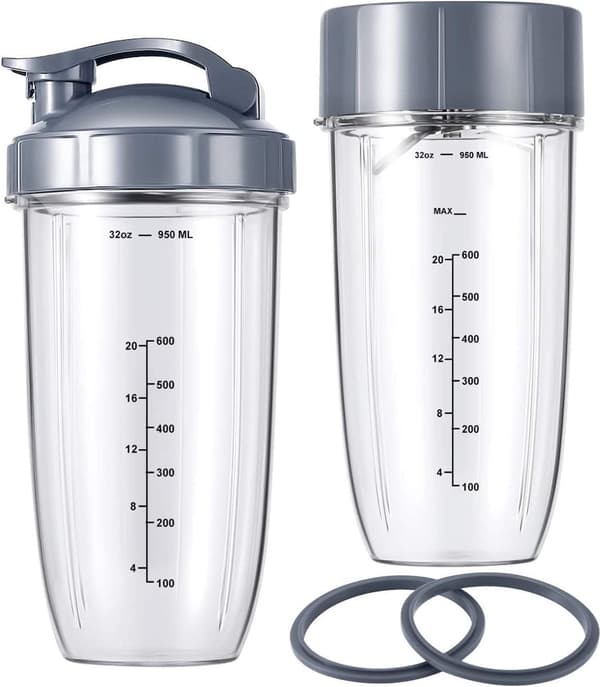 Blenderkopp och bladbytesats, 32 oz stor kopp med lock, passar NutriBullet 600w/900w