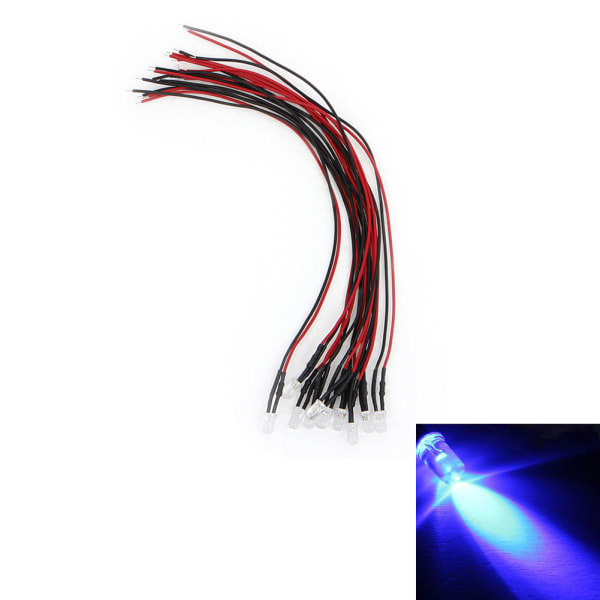 10 stk. DC12V 5mm LED-lys Forudkablede LED'er Små 18 cm Lang Ledning Optoelektroniske Lys Hvid