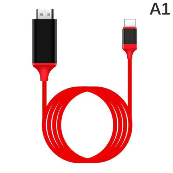 4K 1080P USB 3.1 Type C til HDMI-kompatibel adapterkabel USB-C rød