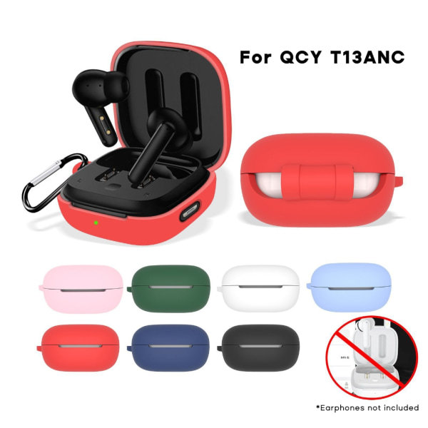 Dammtätt etui for QCY T13ANC hodetelefonetui Anti-fallbeskyttelse Høy elastisk oppbevaringsboks Headsetvesker Hvit White