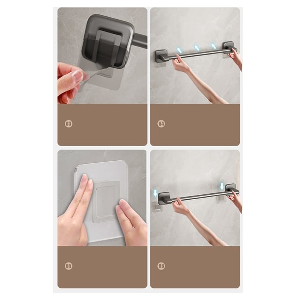 Håndkleholder Rom Aluminium Ingen Boring Baderomsarrangører Sel Sølv 30cm Silver 30cm