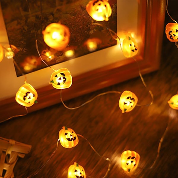 Halloween Lysstreng - 20 LED Græskarlys til Dekoration, Batteridrevet String of lights pumpkin