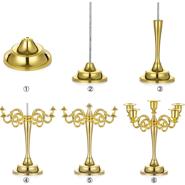 CDQ Metallkandelaber Guld 5 Arm 27cm Ljusstake med lång kon