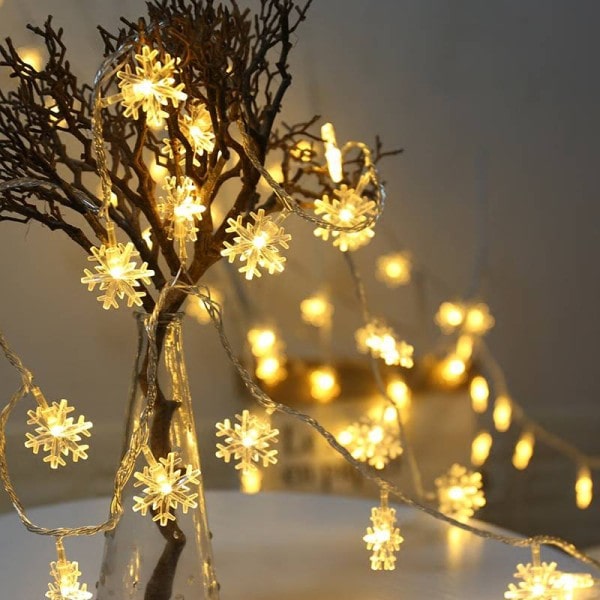 20 LED Snefnug Lysstreng Girlander Juletræ Lys N Varmt Hvid