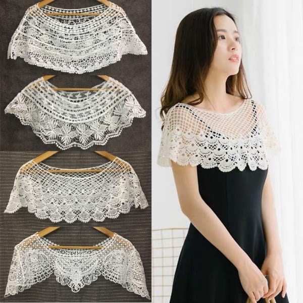 Kvinner strikket hul sjal omslag bryllupsbrudekjole L A8 One Size A8 One Size