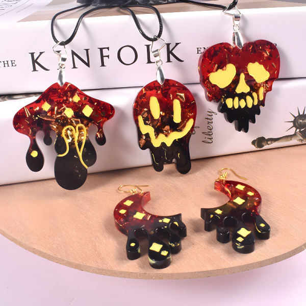 Halloween DIY Kristall Epoxy Resin Form Blodig Måne Demon Skalle