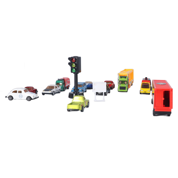 14 kpl lasten painevalettuja automalleja lelusettiä seosopettavainen kannettava ajoneuvosetti kartalla liikennevaloilla liikennemerkeillä pojille