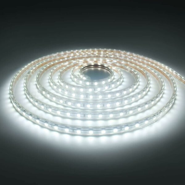 5 meter LED-strip med strömbrytare IP65 Vattentät LED-strip, 220V LED-strip, Kallvit