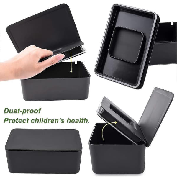 Wet Wipe Storage Box Wet Wipe Dispenser Holder Tissue Storage Box with Lid Dustproof Black