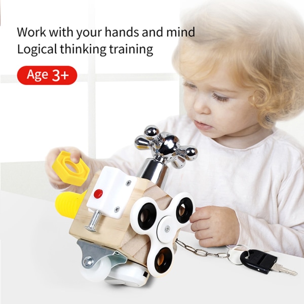 Montessori Busy Board for småbarn Opptag aktivitet Cube Learn Toy