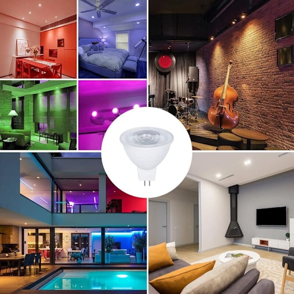 Mr16 3w LED GU5.3 färgskiftande glödlampor 4-pack dimbara RGB varmvit 3000k reflektor fjärrkontroll minnesfunktion energibesparande