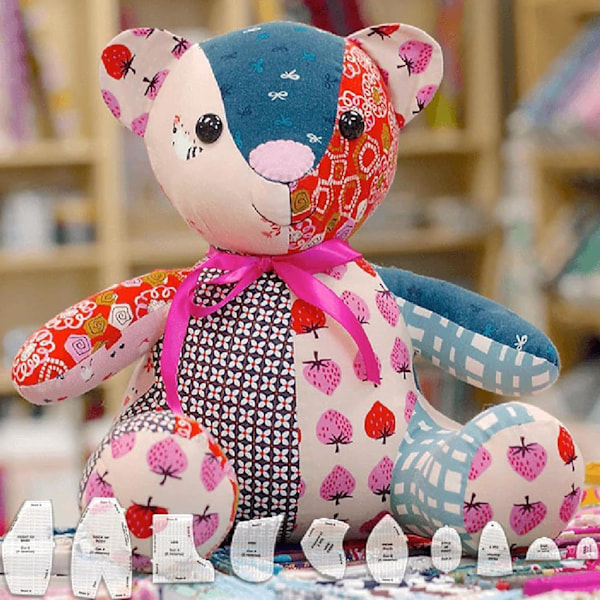 M-Emory Bear Template -viivain - 30 cm ompelukaavat | Akryyliset karhumallit ohjeilla askartelu- ja ompelutöihin Medium size (12 inches)