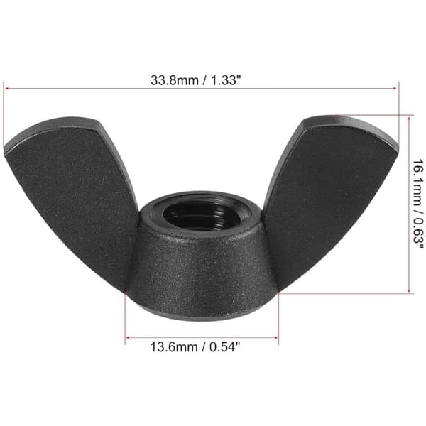 M8 Vingmutter Nylon Hand Twist Åtdragningsfästen Svart 12st