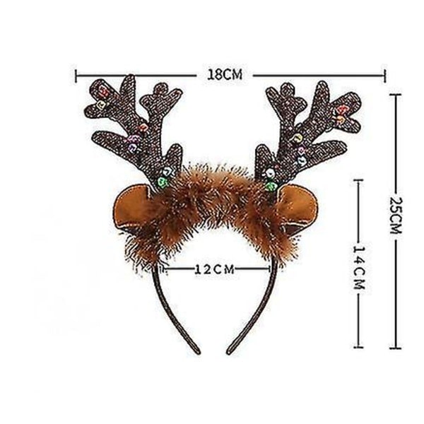 Sæt med 4 jule-LED-pandebånd i form af hjortehorn til kvinder og børn
