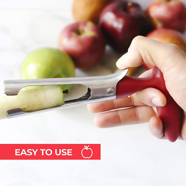 IC Premium Apple Corer - Nem at bruge, holdbar Apple Corer Remover til pærer, peberfrugter, Fuji, Honeycrisp rød