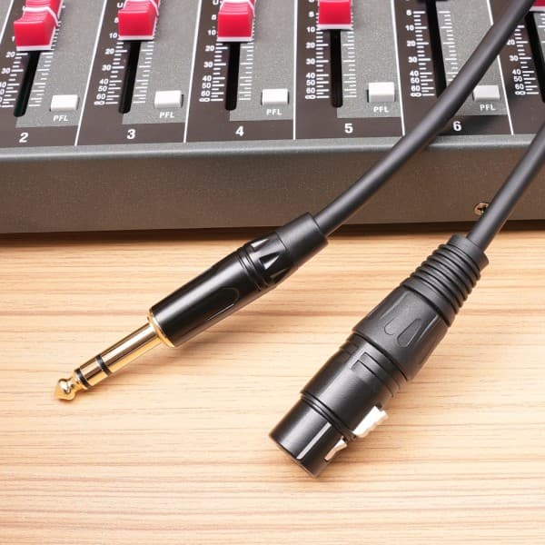 XLR til TRS kabel, XLR til 1/4 kabel, 1/4 til XLR han til hun lydforbindelse 1m