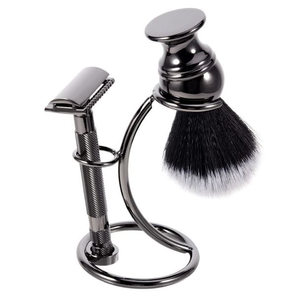 Bærbar barberkost- og barbermaskineholder, barberstativ i rustfrit stål til mænd (pistolfarve) Gun Color