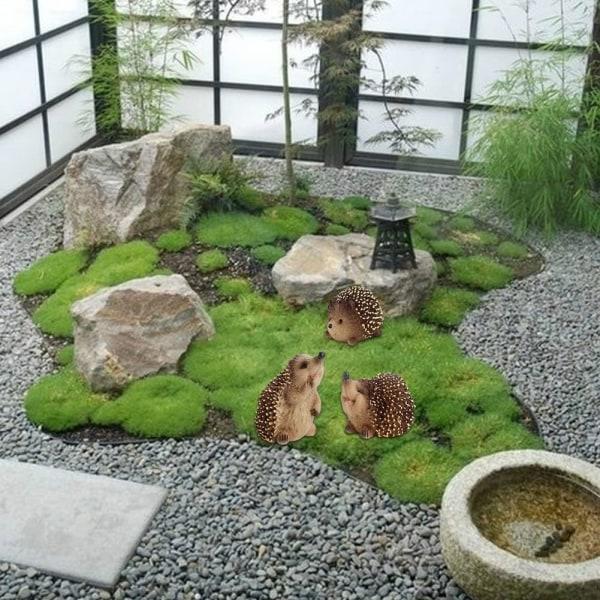 CDQ 3 stk. Havehjørns Statue til Haven, Dyreskulptur, Harpiks Træfigur Håndværk Dekoration, Miniature Landskabs Ornament til Terrasse